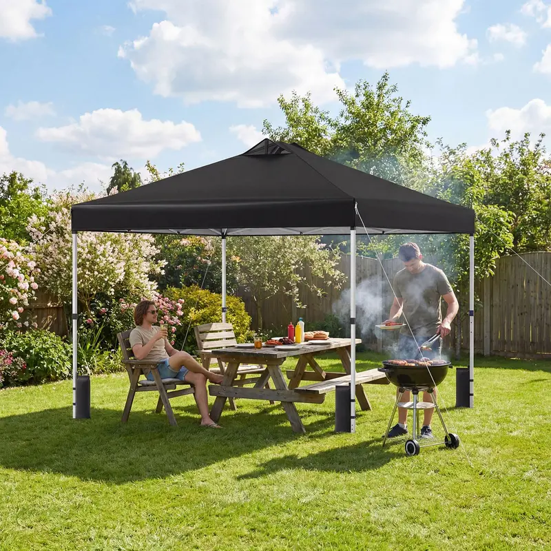10x10-Foot Instant Pop-Up Canopy Tent with One-Touch Deployment, Integrated Sandbags, and Carrying Roller Bag