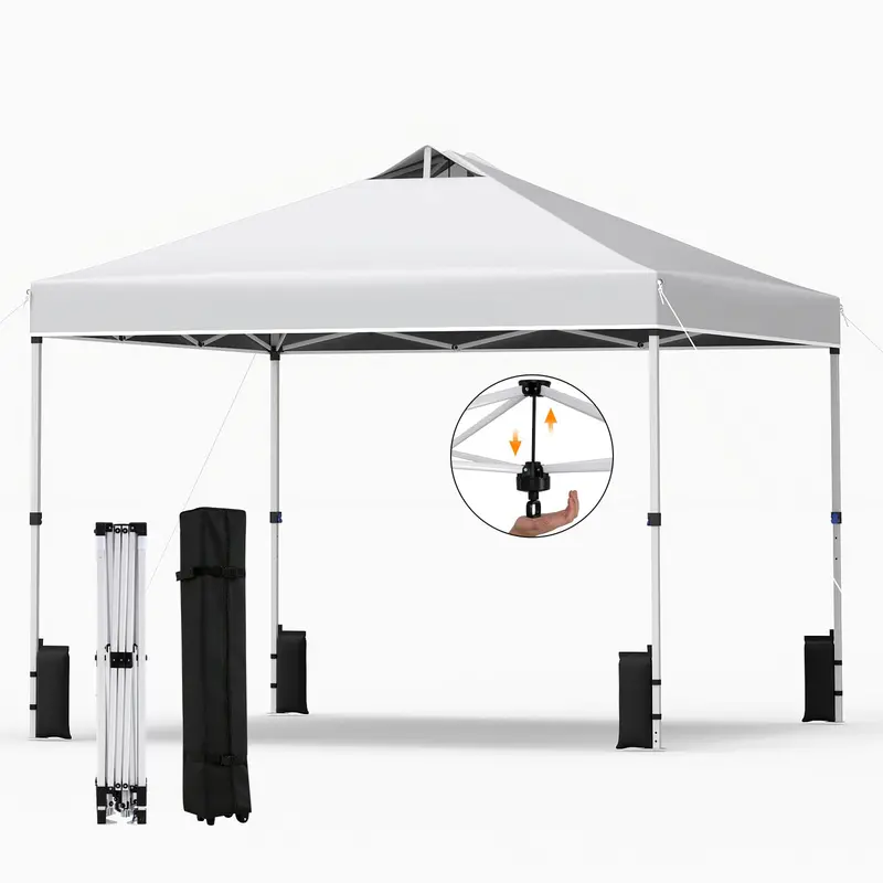10x10-Foot Instant Pop-Up Canopy Tent with One-Touch Deployment, Integrated Sandbags, and Carrying Roller Bag