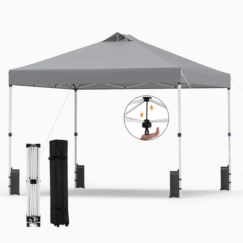 10x10-Foot Instant Pop-Up Canopy Tent with One-Touch Deployment, Integrated Sandbags, and Carrying Roller Bag