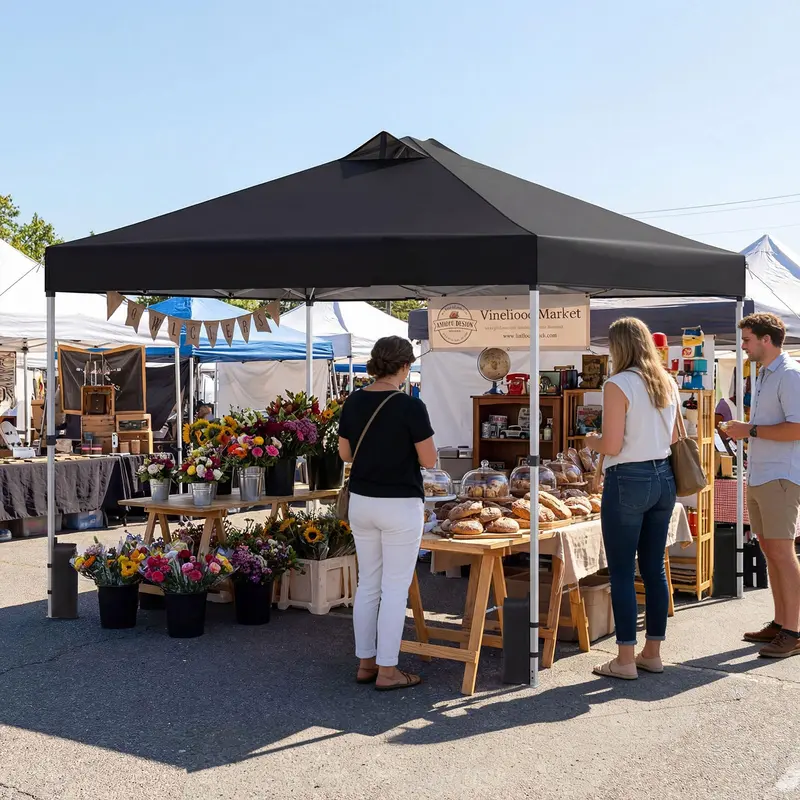 10x10-Foot Instant Pop-Up Canopy Tent with One-Touch Deployment, Integrated Sandbags, and Carrying Roller Bag