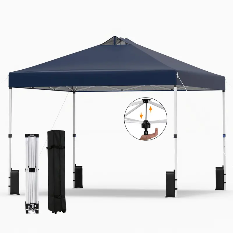 10x10-Foot Instant Pop-Up Canopy Tent with One-Touch Deployment, Integrated Sandbags, and Carrying Roller Bag