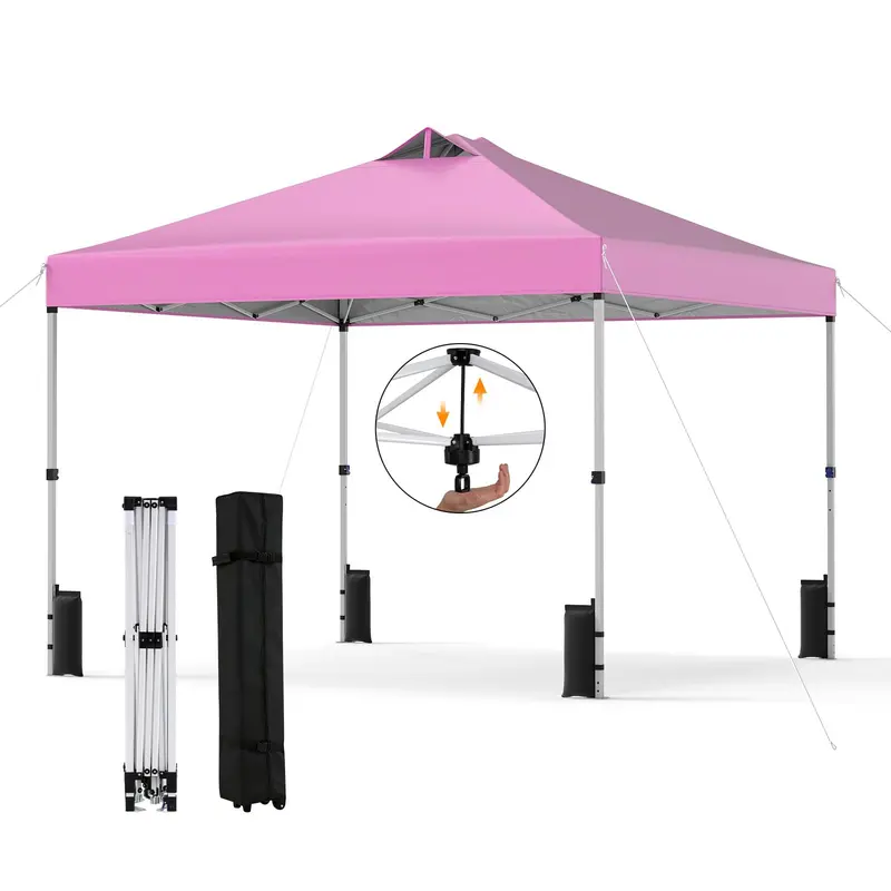 10x10-Foot Instant Pop-Up Canopy Tent with One-Touch Deployment, Integrated Sandbags, and Carrying Roller Bag