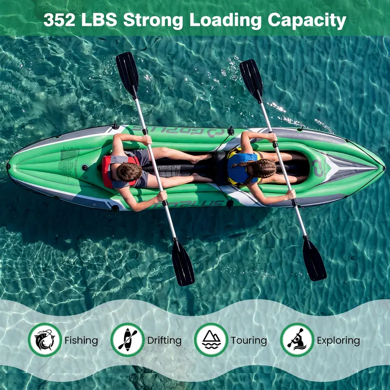 11.5-Foot Tandem Kayak for Two Adults – Includes Aluminum Paddles; Perfect for Calm Waters and Angling 2