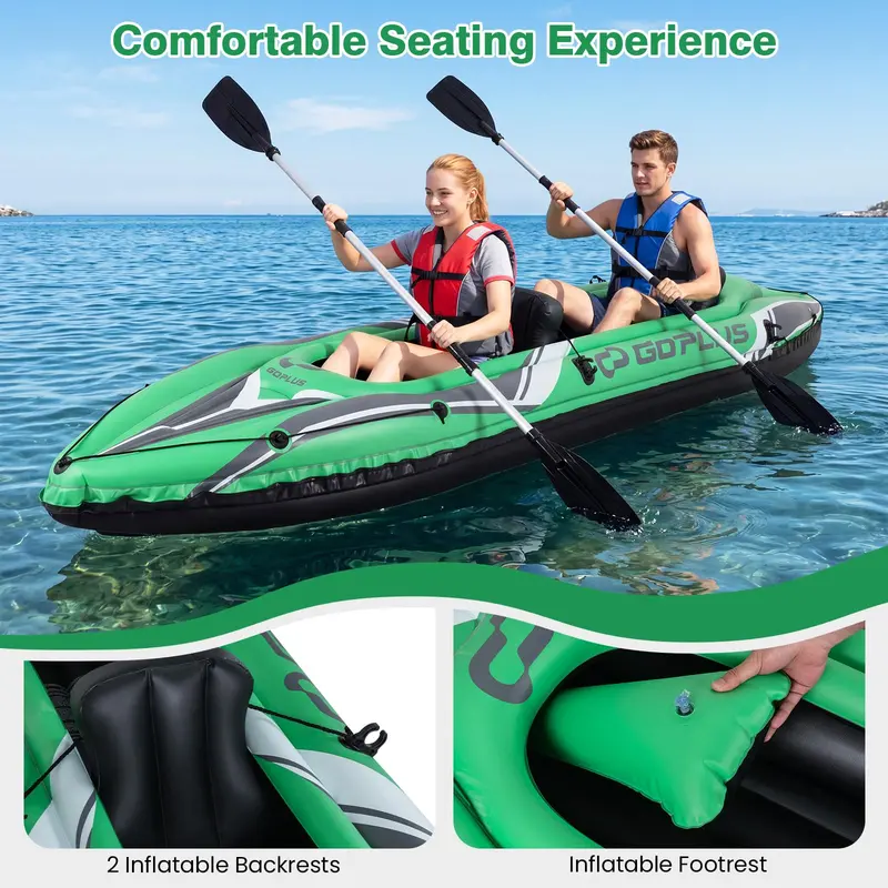 11.5-Foot Tandem Kayak for Two Adults – Includes Aluminum Paddles; Perfect for Calm Waters and Angling