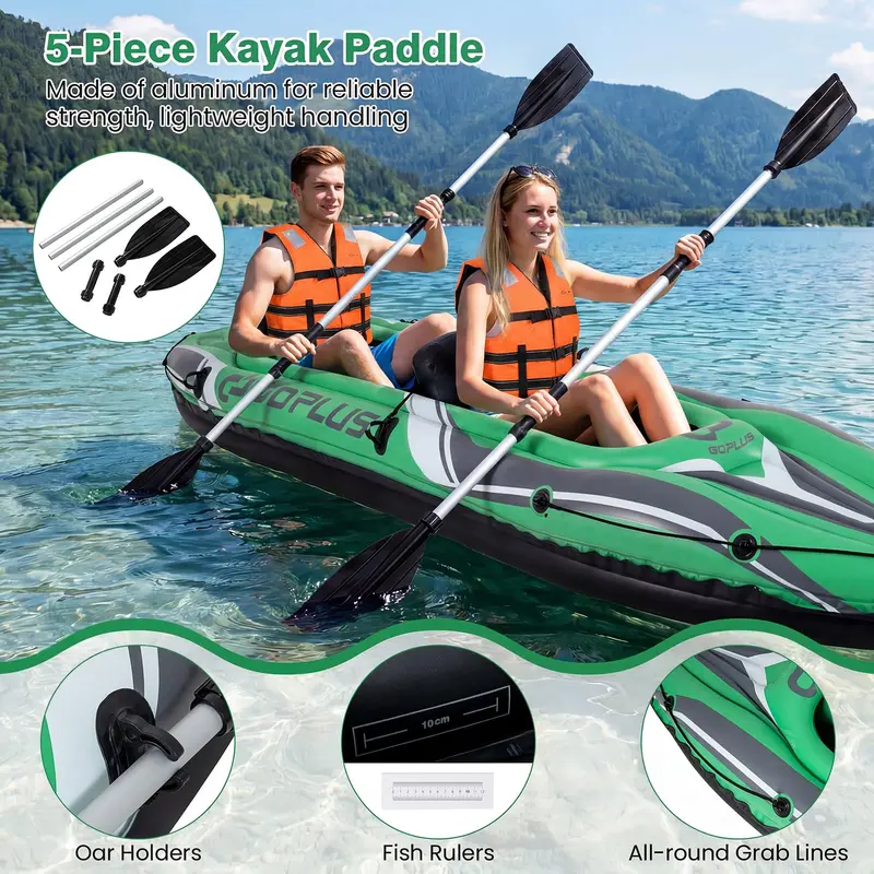 11.5-Foot Tandem Kayak for Two Adults – Includes Aluminum Paddles; Perfect for Calm Waters and Angling
