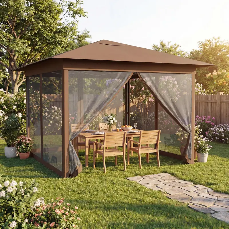 11.5' x 11.5' Instant Pop-Up Gazebo Tent with Insect Mesh and Single-User Setup 2