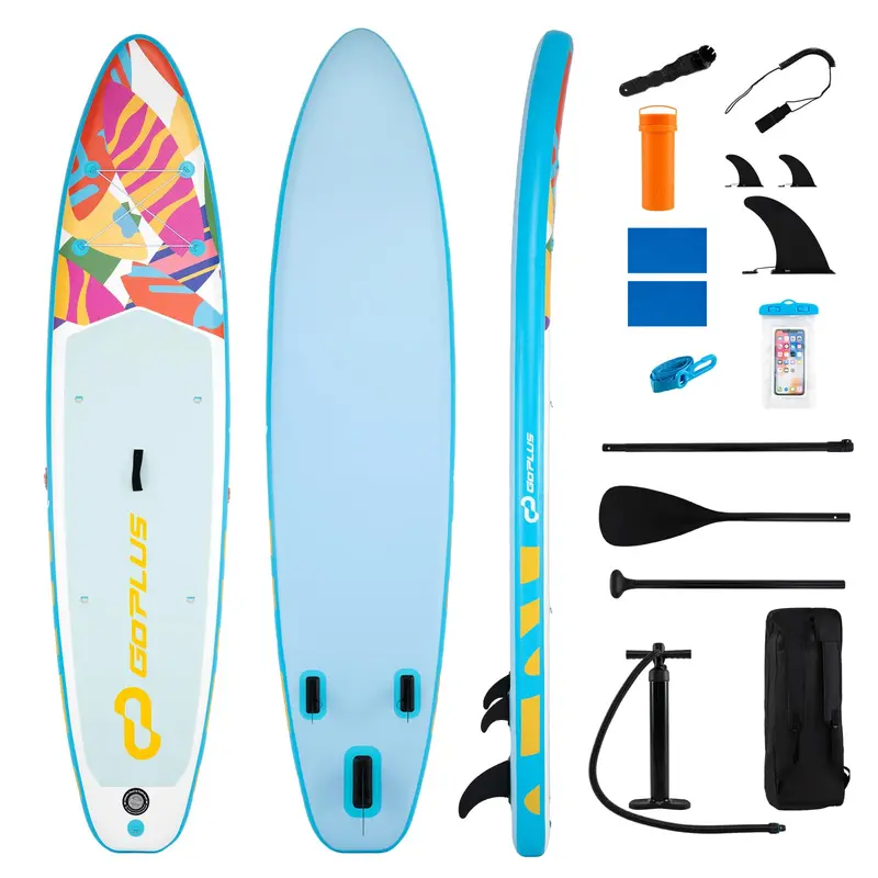 11-Foot All-in-One Inflatable Stand-Up Paddle Board with Paddle, Pump, and Carry Bag