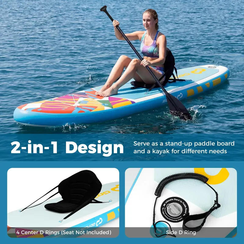 11-Foot All-in-One Inflatable Stand-Up Paddle Board with Paddle, Pump, and Carry Bag