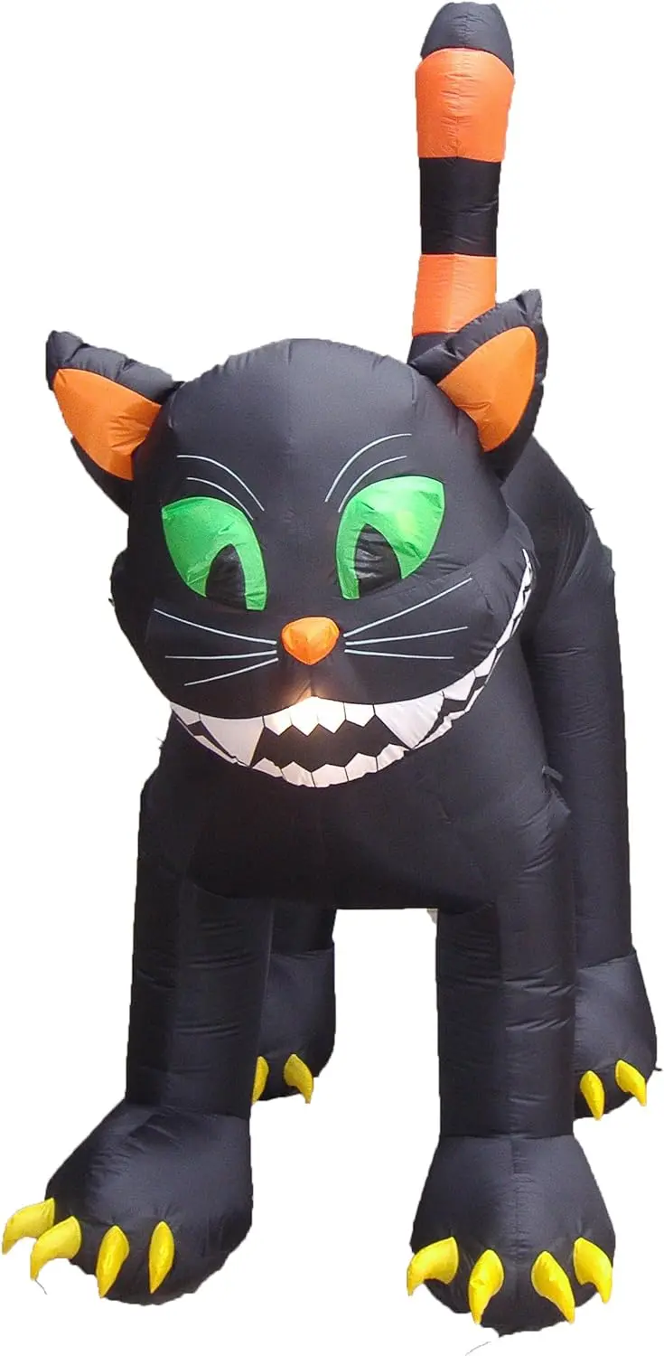 11-Foot Animated Inflatable Black Cat for Halloween – Motion-Activated Yard Display
