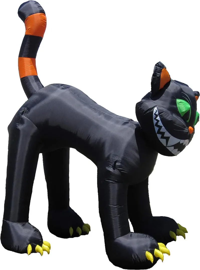 11-Foot Animated Inflatable Black Cat for Halloween – Motion-Activated Yard Display