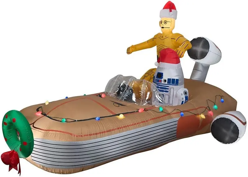 11-Inch Star Wars Inflatable Yard Display – C-3PO and R2-D2 Land Speeder Scene