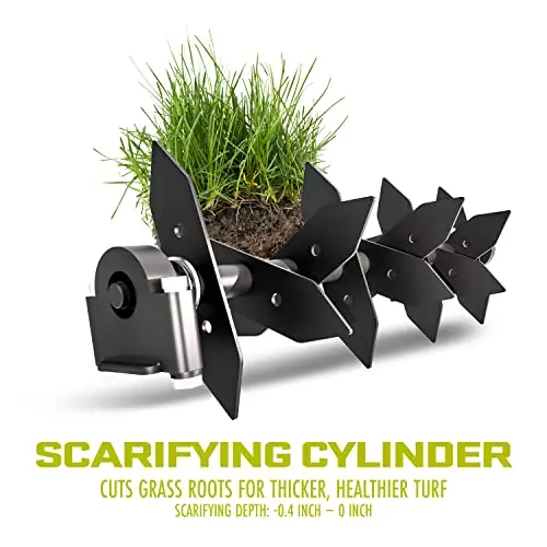 12-Amp Electric Dethatcher – 13" Scarifier with 8-Gallon Detachable Debris Collection Bag