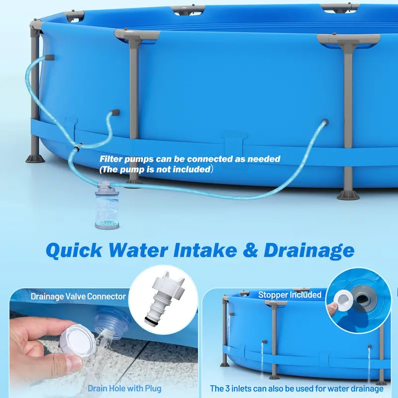12 ft Square Metal-Frame Above-Ground Swimming Pool – 30-Inch Depth