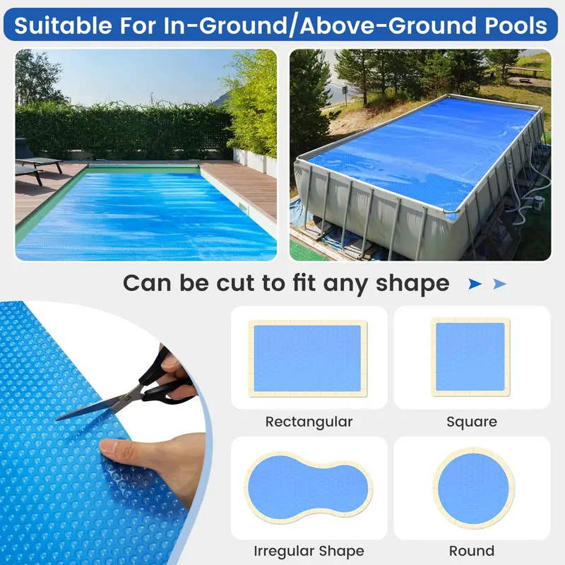 12 ft × 24 ft Solar Pool Cover – 12-Mil UV-Resistant Blanket with Carry Bag for All Pool Types
