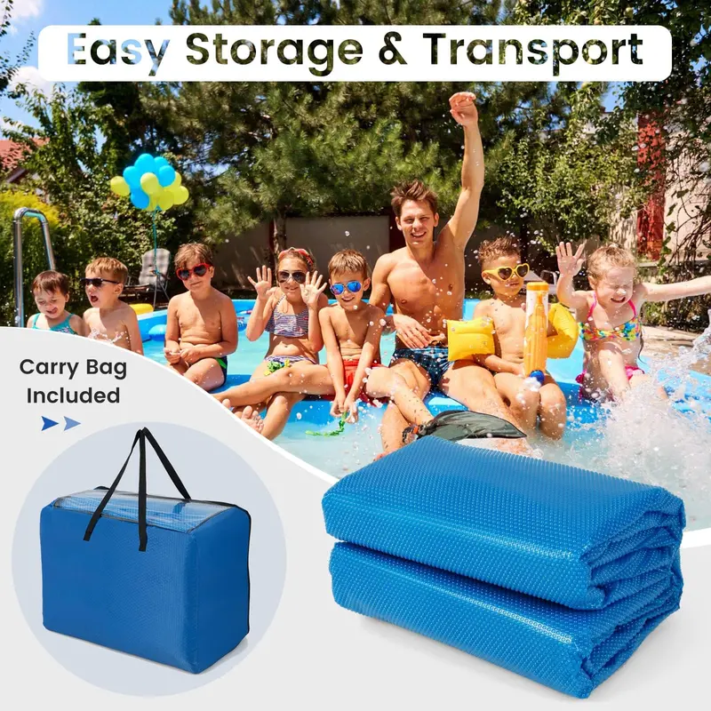 12 ft × 24 ft Solar Pool Cover – 12-Mil UV-Resistant Blanket with Carry Bag for All Pool Types