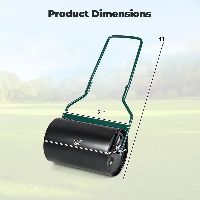 12-Gallon Lawn Compaction Roller – Adjustable Water- or Sand-Filled Drum with U-Shaped Handle