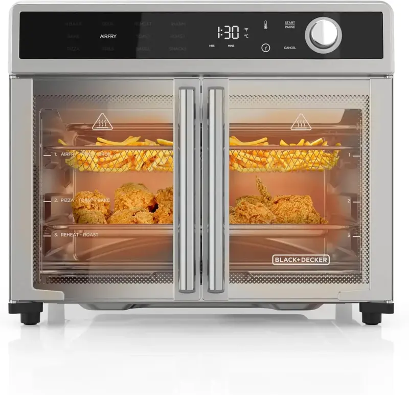 12-in-1 Countertop Convection Oven with Air Fryer & French Doors – Stainless Steel Toaster Oven