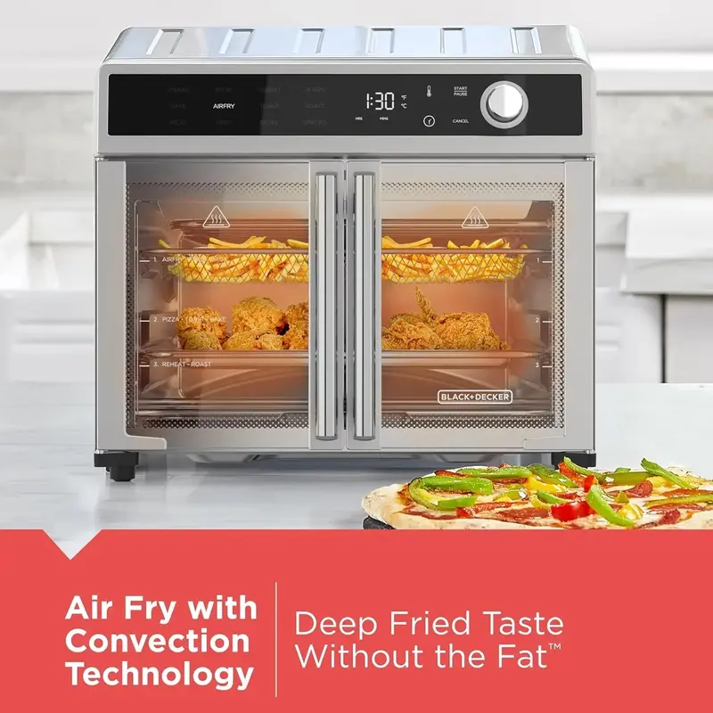 12-in-1 Countertop Convection Oven with Air Fryer & French Doors – Stainless Steel Toaster Oven 2