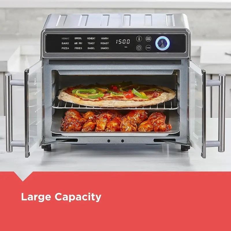 12-in-1 Countertop Convection Oven with Air Fryer & French Doors – Stainless Steel Toaster Oven