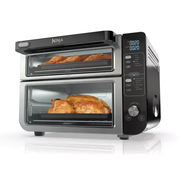 12-In-1 FlexDoor Dual-Oven System – FlavorSeal Sealing, Rapid Top Oven & Convection Air Fryer Base