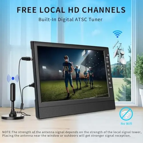 12-Inch HD Portable Digital TV – Compact Tuner with HDMI & USB Ports for Travel, RVs, or Small Spaces 2