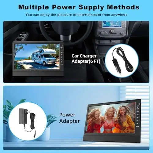 12-Inch HD Portable Digital TV – Compact Tuner with HDMI & USB Ports for Travel, RVs, or Small Spaces