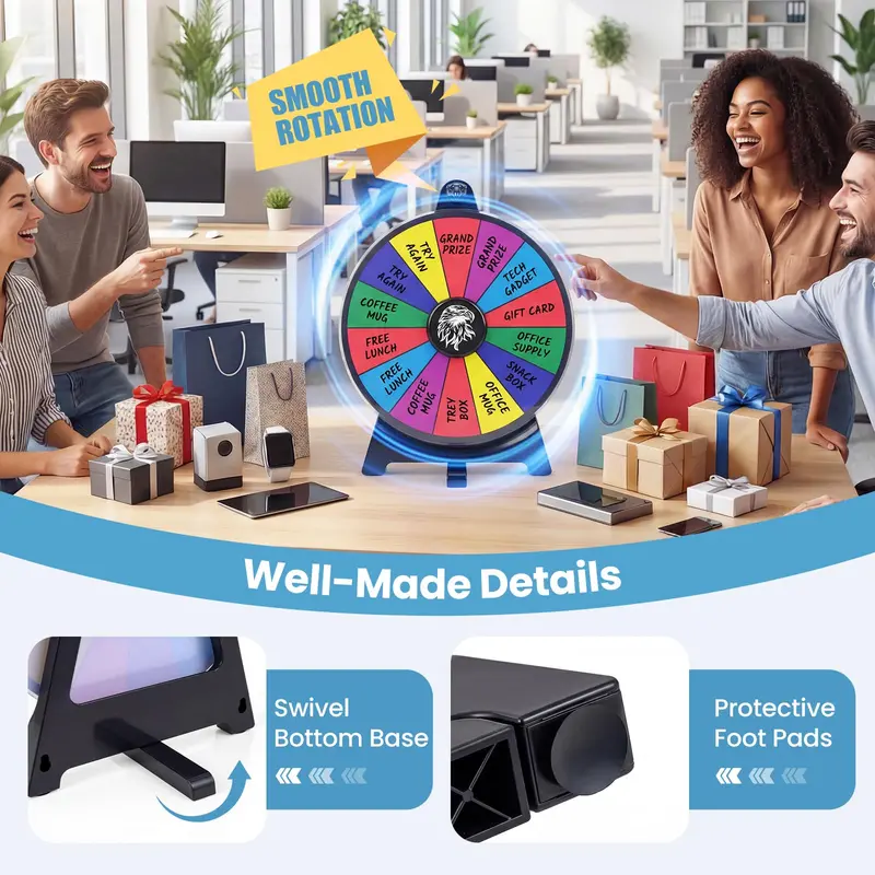 12-Inch Prize Spin Wheel with Chalkboard Surface, Marker, Eraser, and Spare Pointer