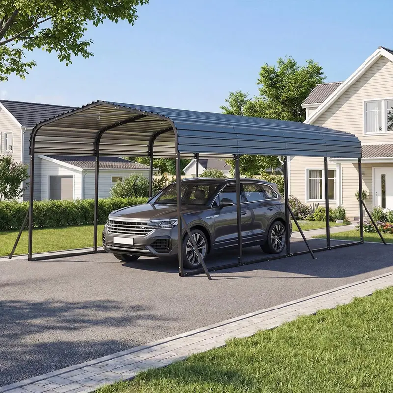 12' x 20' Industrial-Grade Galvanized Steel Canopy Carport for Cars and Machinery