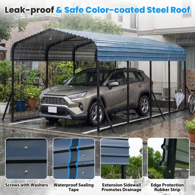 12' x 20' Industrial-Grade Galvanized Steel Canopy Carport for Cars and Machinery