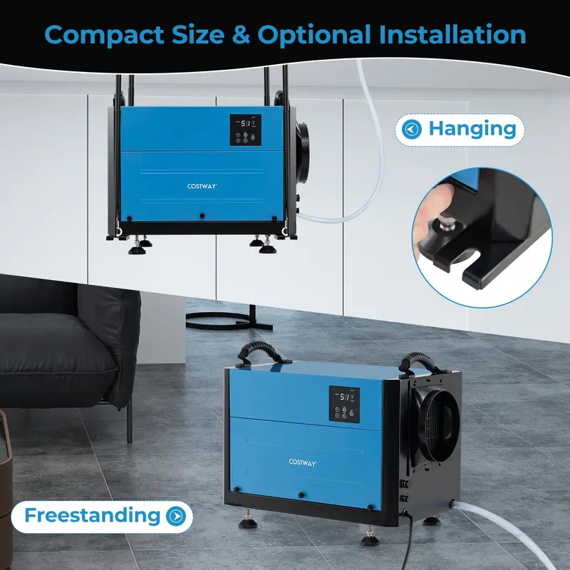124-Pint Crawl Space Dehumidifier for Up to 1,300 Sq. Ft — Includes Extended 9.8-Foot Drain Hose and Remote Control Panel