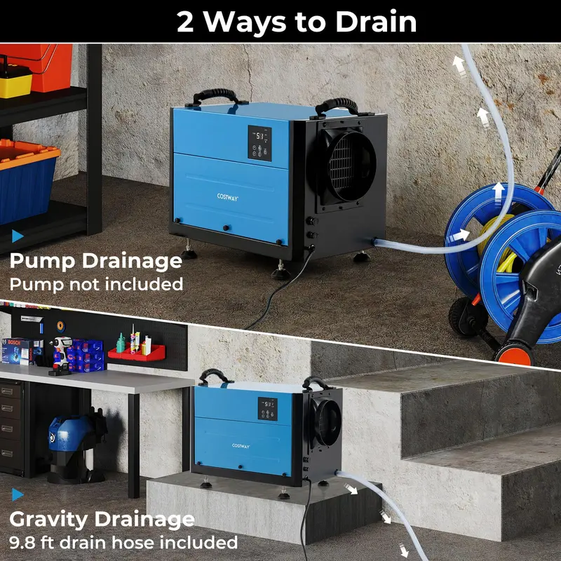 124-Pint Crawl Space Dehumidifier for Up to 1,300 Sq. Ft — Includes Extended 9.8-Foot Drain Hose and Remote Control Panel