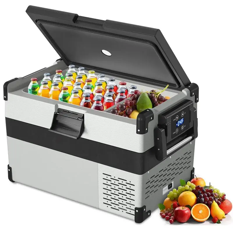 12V Portable Car Fridge – 34-Qt Dual-Power (AC/DC) Refrigerator-Freezer for Travel
