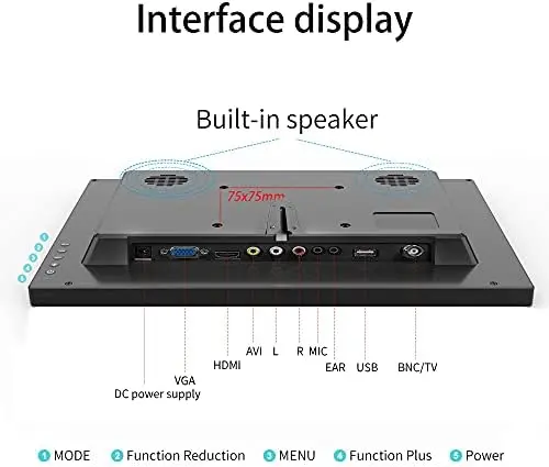 13.3-Inch Mini LED Monitor – 1366×768 Resolution, Multi-Input (HDMI/VGA/AV/BNC/USB), Built-in Speaker