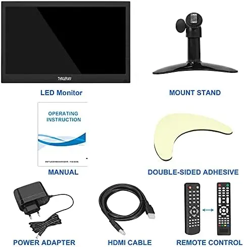 13.3-Inch Mini LED Monitor – 1366×768 Resolution, Multi-Input (HDMI/VGA/AV/BNC/USB), Built-in Speaker