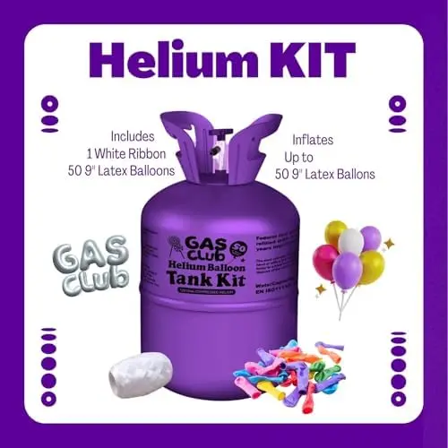 13-Liter Portable Helium Tank – For Inflating Up to 50 Latex Balloons (Home & Event Use)