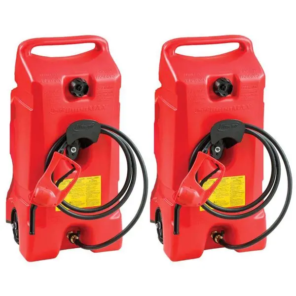 14-Gallon Portable Fuel Tank with Built-In Transfer Pump – Twin Red Units