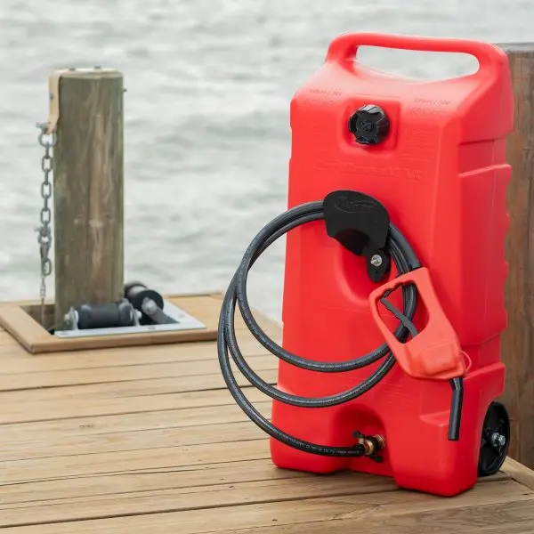 14-Gallon Portable Fuel Tank with Built-In Transfer Pump – Twin Red Units