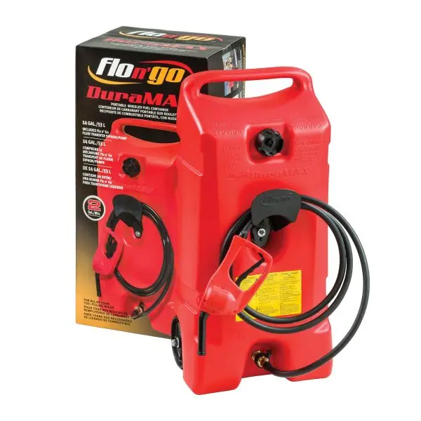 14-Gallon Portable Fuel Tank with Built-In Transfer Pump – Twin Red Units