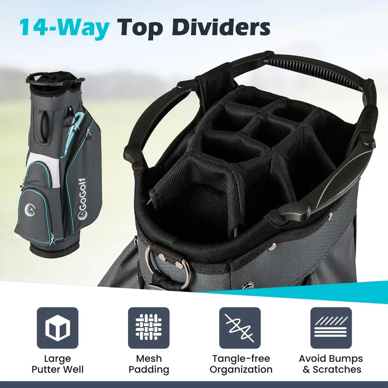 14-Way Lightweight Portable Golf Bag with Full Divider System for Men and Women 2