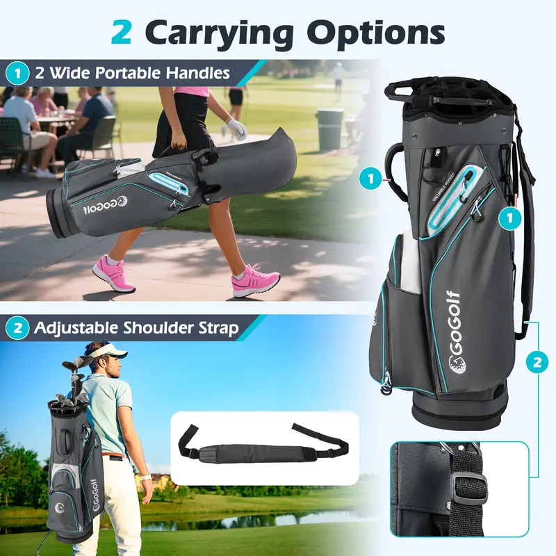 14-Way Lightweight Portable Golf Bag with Full Divider System for Men and Women