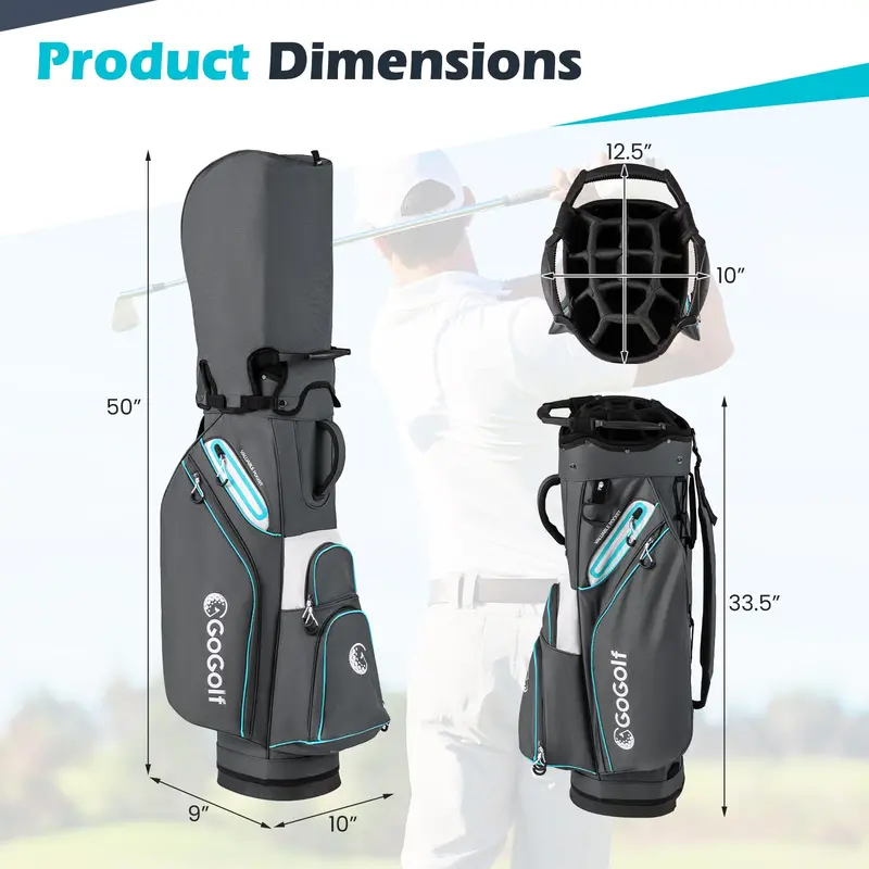 14-Way Lightweight Portable Golf Bag with Full Divider System for Men and Women