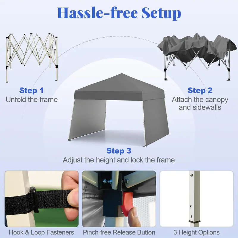 14' x 9.2' Pop-Up Canopy Tent – UPF50+ Sun-Protective Outdoor Shelter Featuring Two Sidewalls & Adjustable Slant Legs