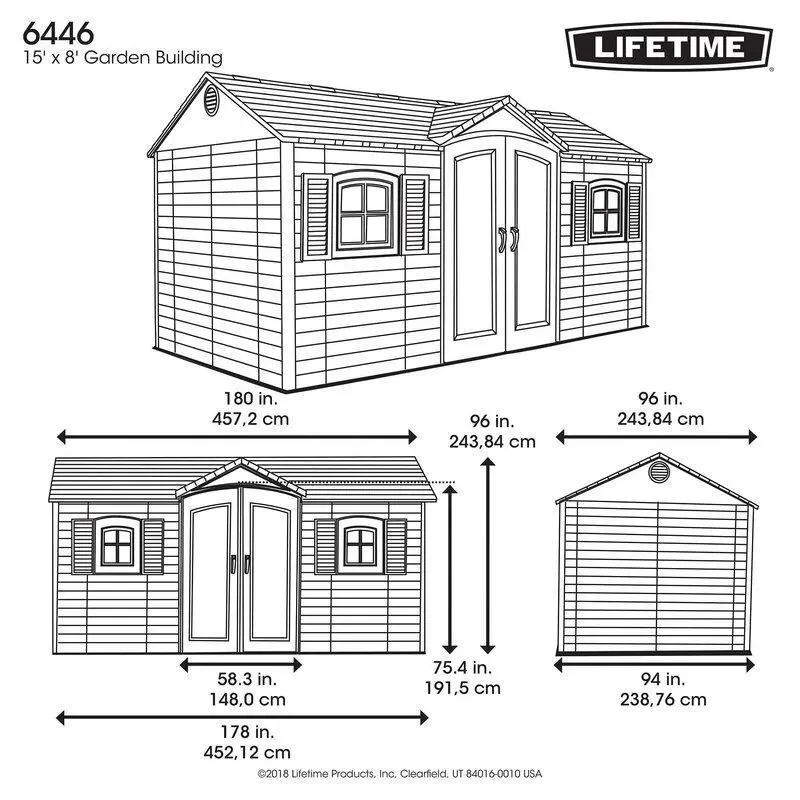 15 ft. × 8 ft. Weather-Resistant Resin Side-Entry Outdoor Storage Shed