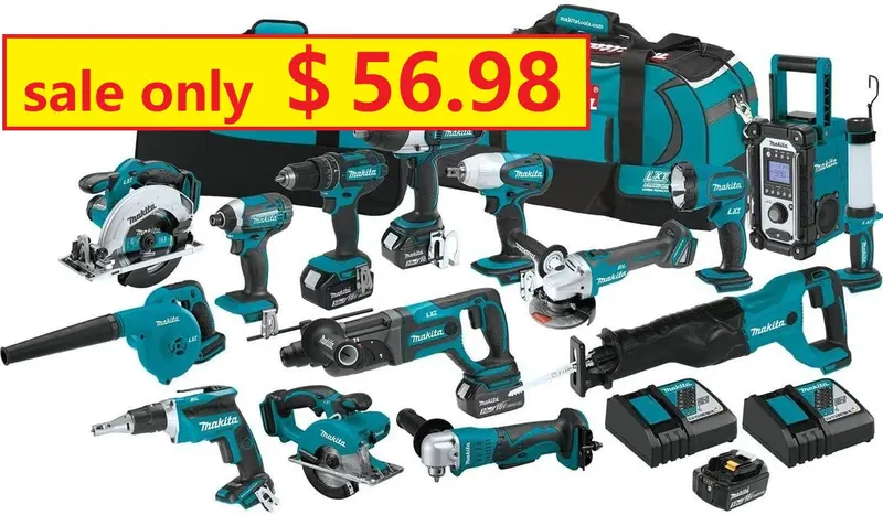 15-Piece Cordless Power Tool Combo Kit – Includes Batteries, Charger, and Core Accessories