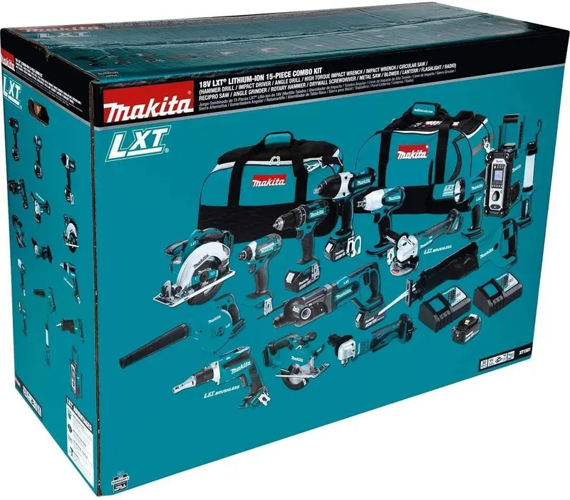 15-Piece Cordless Power Tool Combo Kit – Includes Batteries, Charger, and Core Accessories