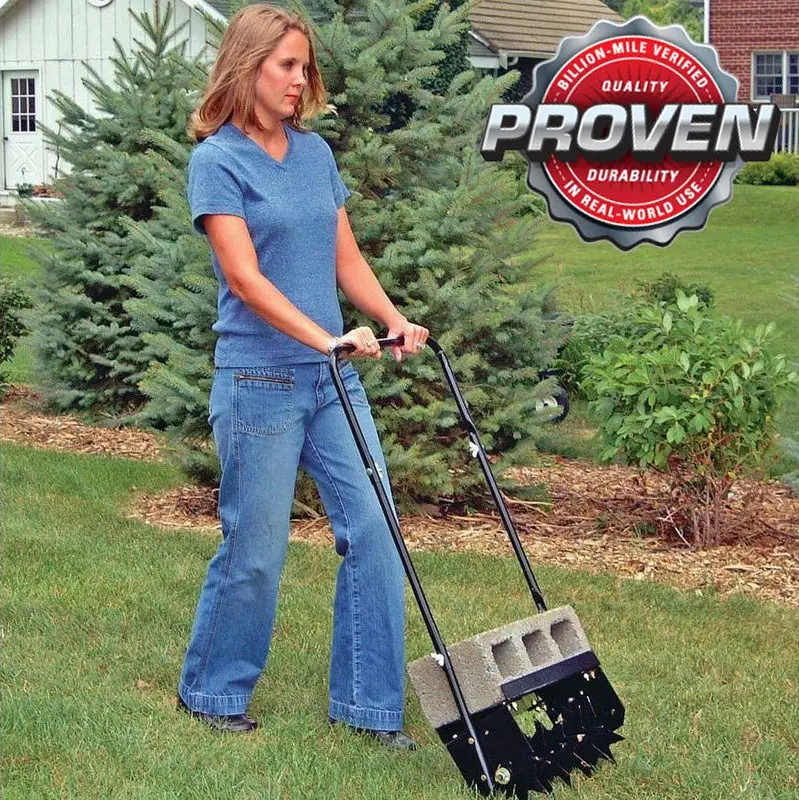 16-Inch Lawn Spike Aerator – Push-Type Soil Aeration Tool with Comfort-Grip Handle