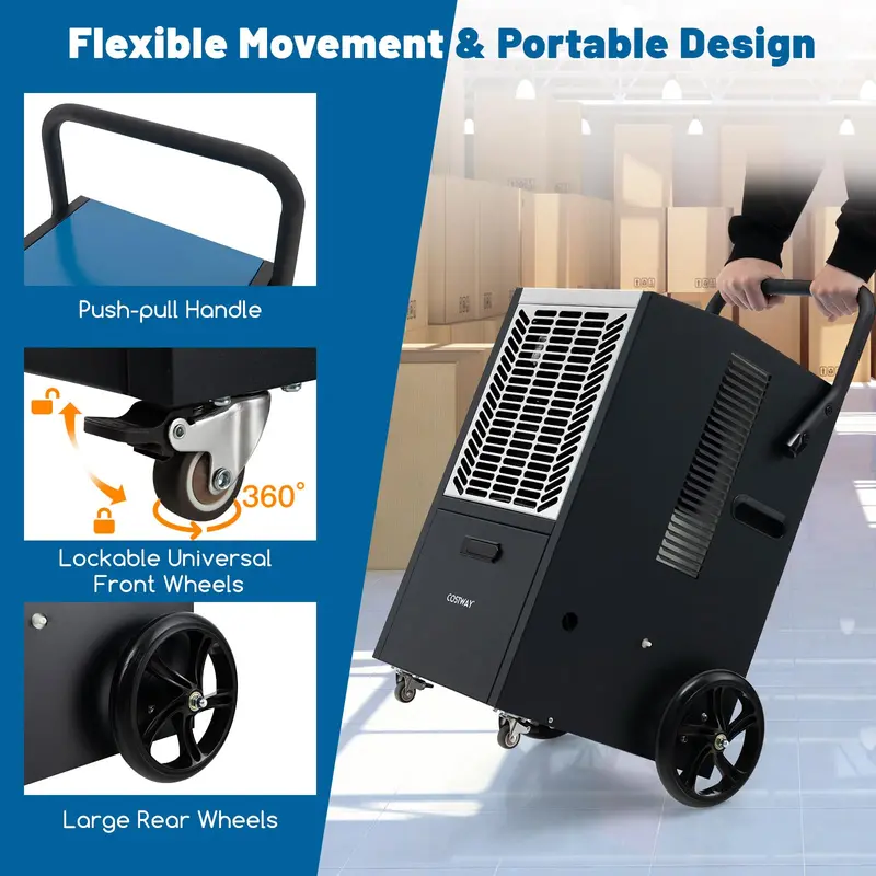163-Pint Heavy-Duty Commercial Dehumidifier – Built-In Pump & Hose for Large-Space Moisture Control