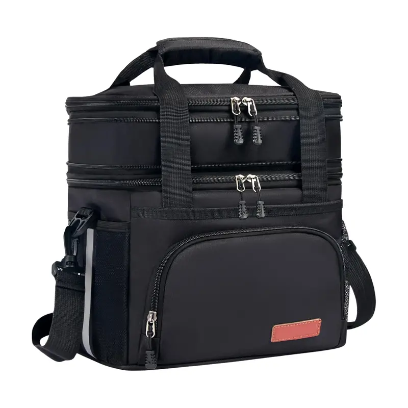 16L Insulated Dual-Compartment Lunch Bag with Padded Adjustable Shoulder Strap