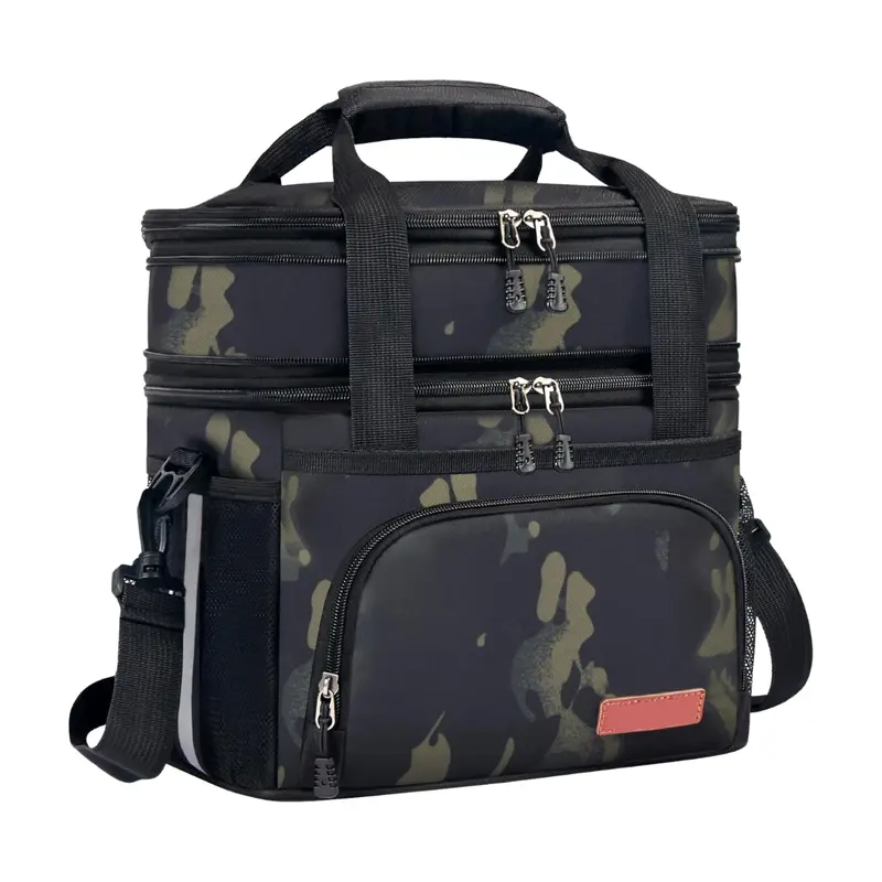 16L Insulated Dual-Compartment Lunch Bag with Padded Adjustable Shoulder Strap