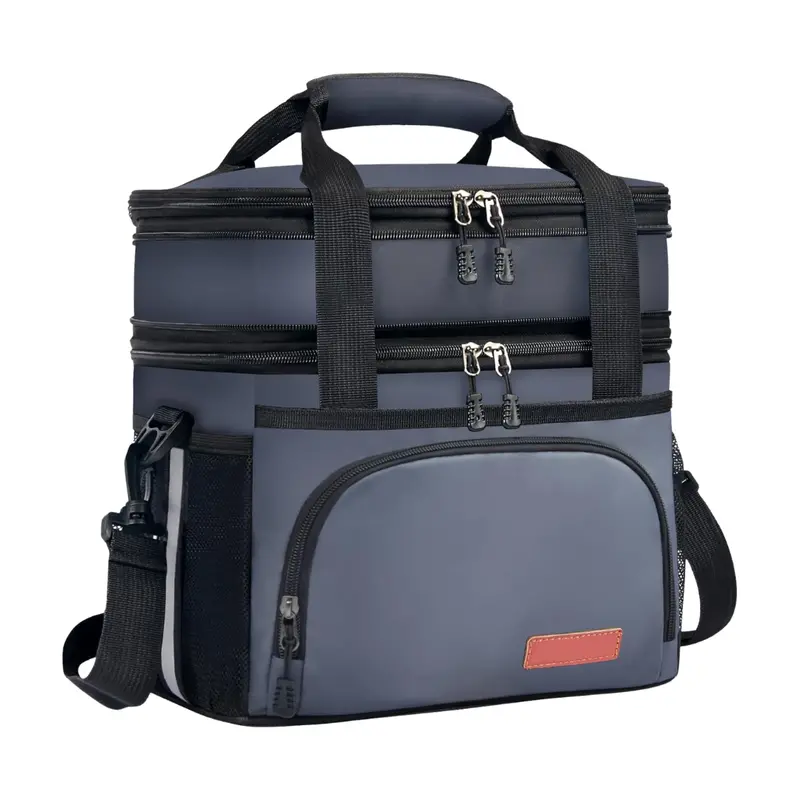 16L Insulated Dual-Compartment Lunch Bag with Padded Adjustable Shoulder Strap
